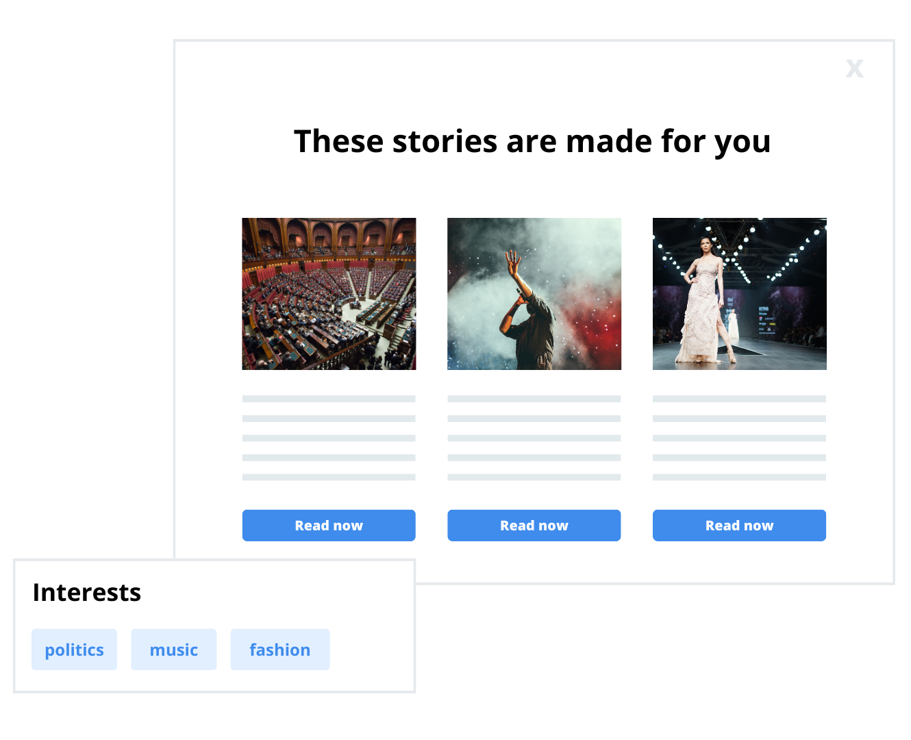 Pop-up that matches someone’s interests