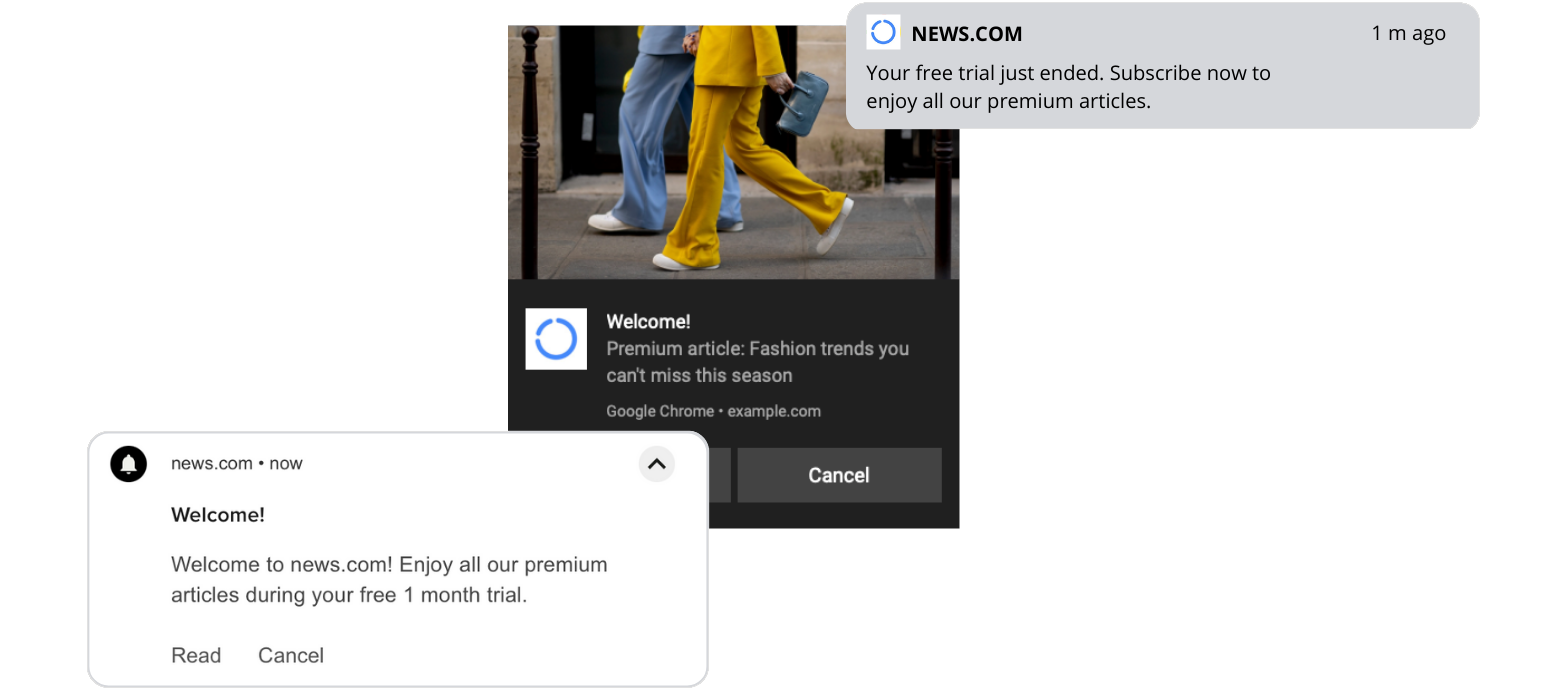 Push notifications of a news outlet